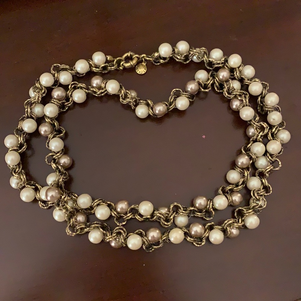 J. Crew - Gold Two-Tone Pearl (white and blush) Necklace
